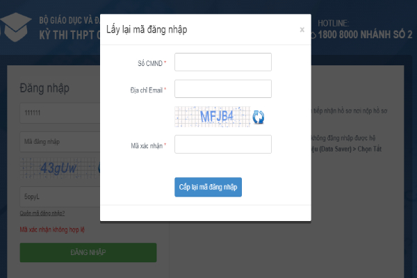 Các bước xử lý khi quên Mã đăng nhập tài khoản thi THPT quốc gia 2019